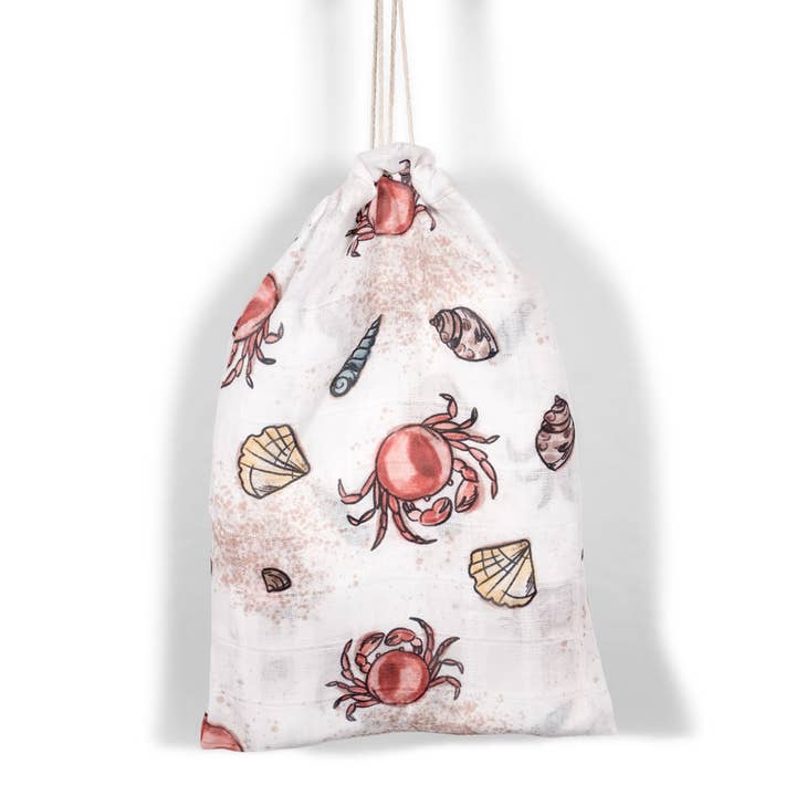 Muslin cloth organic cotton 60x60cm • Sea Life • Set of 2 for wholesale by hutch&putch