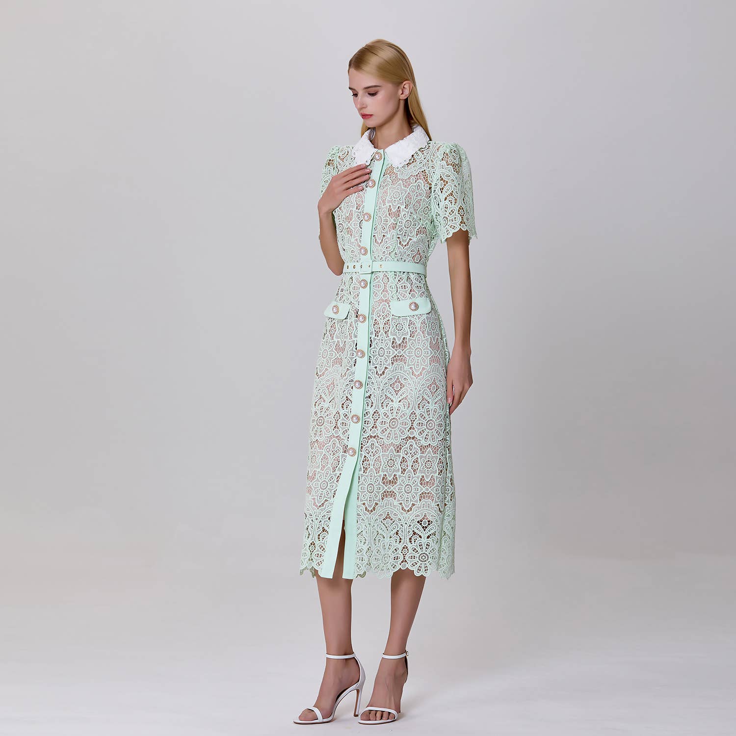 Smart and Joy - Wholesale Dress - Women's - Buttoned dress in sheer lace2