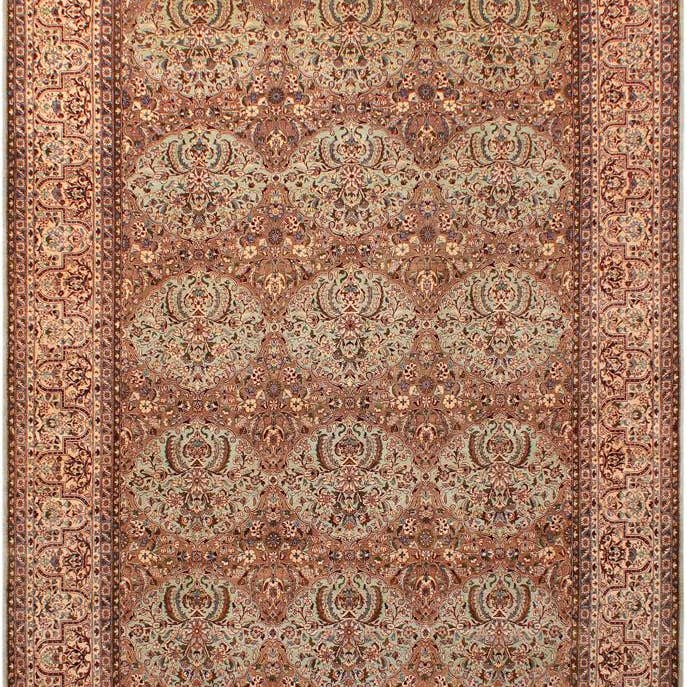 Vintage Persian Usman Caitlin Green/Tan Wool Rug - 8'7'' x 11'10'' for wholesale by Arshs Fine Rugs