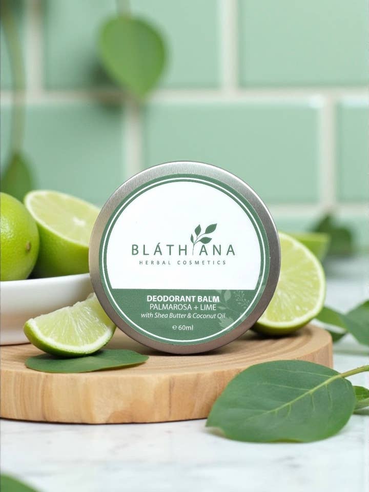 PALMAROSA + LIME DEODORANT BALM for wholesale by BLATHANA HERBAL COSMETICS