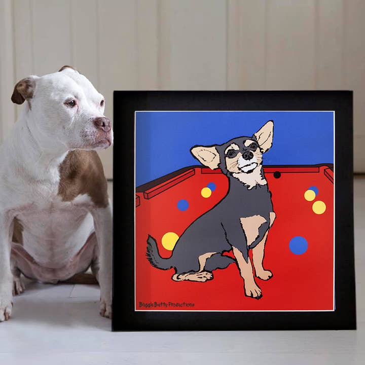 Mesa de billar con estampado de chihuhua para venta al por mayor de Buggle Betty Productions