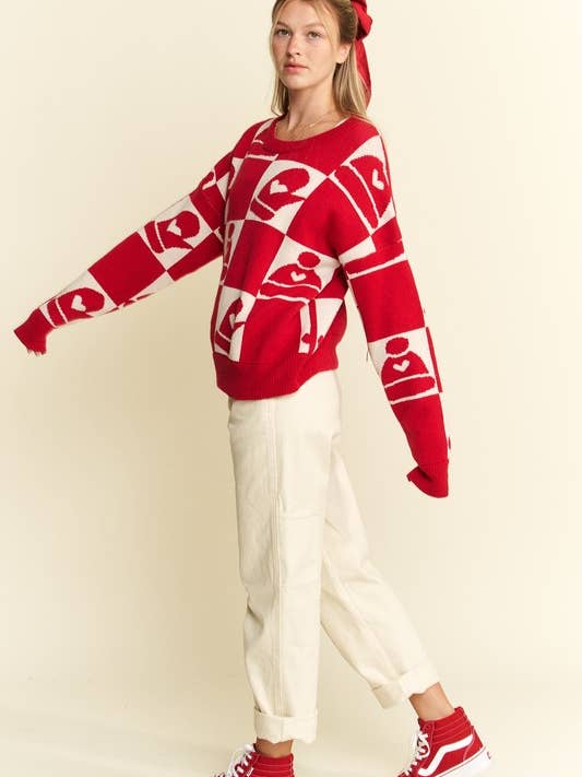 JADE BY JANE - Wholesale Knit Sweater - Women's - PLUS SIZE CHECKERD CHRISTMAS SWEATER TOP16
