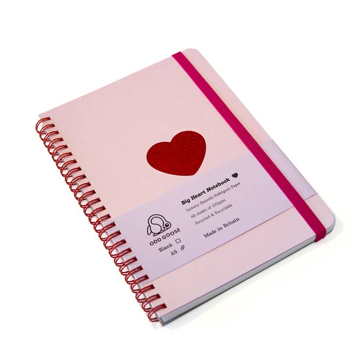 Odd Goose Stationery – wholesale Notebook – Big Heart Foil Printed Notebook1