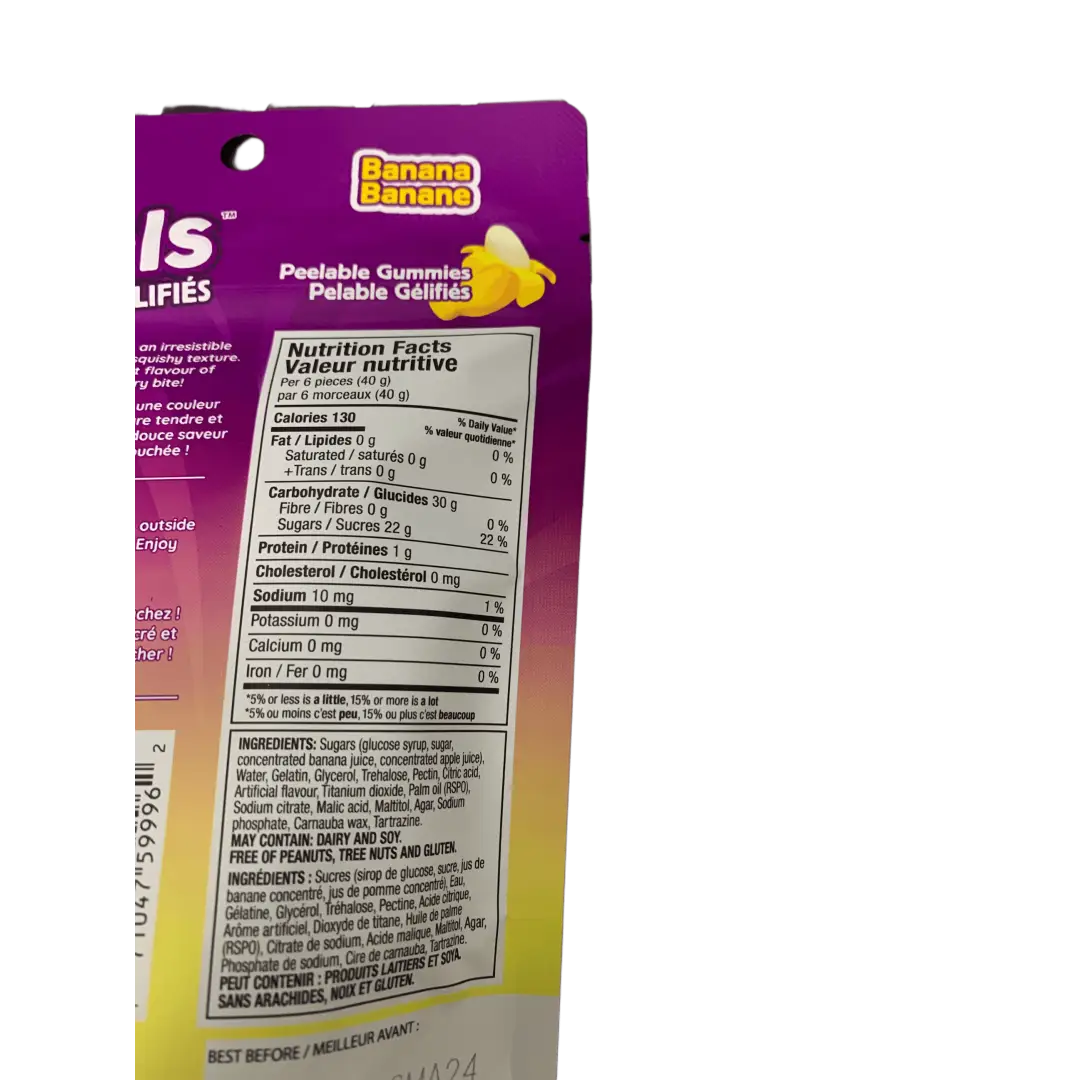 Echo Sales Canada - Wholesale Gummy - Huer Peel Gummies Banana 65G - Canada Edition Each2