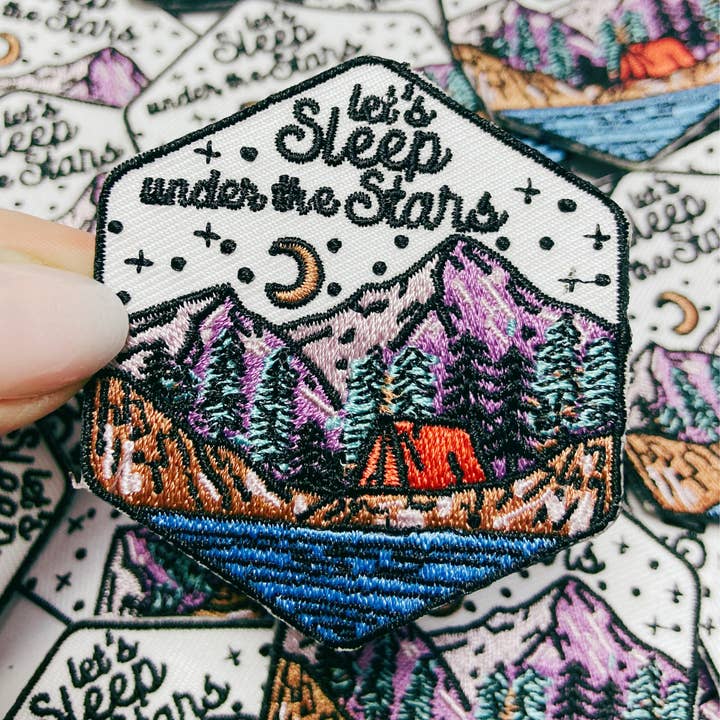 2.25" Let's Sleep Under The Stars - Embroidered Hat Patch for wholesale by TEELUX