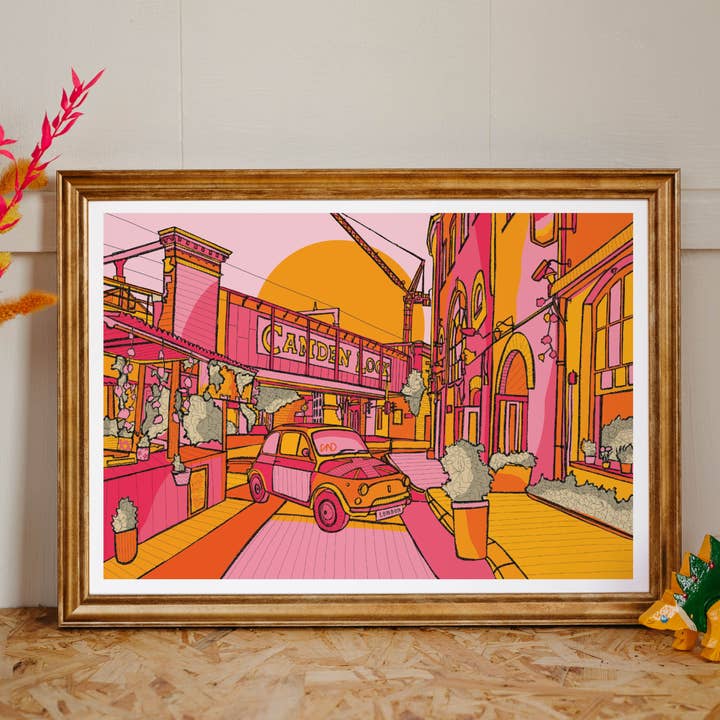 Freya Niamh Design - Wholesale Art Print - Camden Lock Art Print, Travel-Themed Art