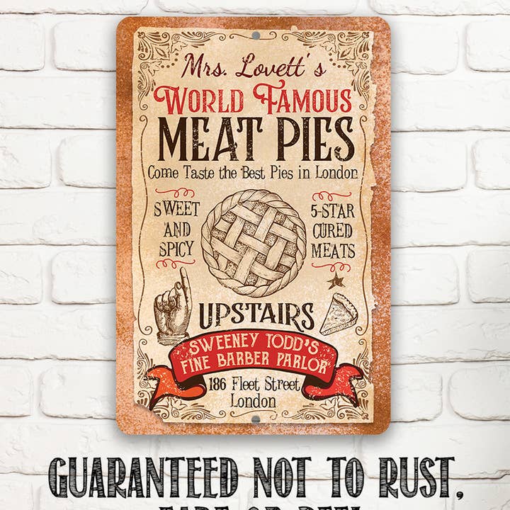 Lone Star Art Metal Signs - Wholesale Sign - Mrs. Lovett's Meat Pies - Metal Sign 1
