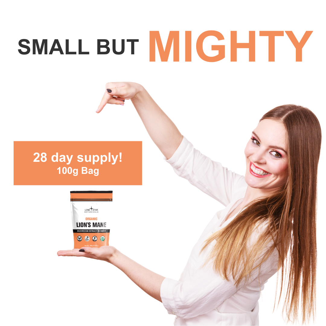Lone Star Botanicals – Engroshandel Protein-/superfoodpulver – Økologisk Løvemanke Svampeekstrakt Pulver -- 100 g1