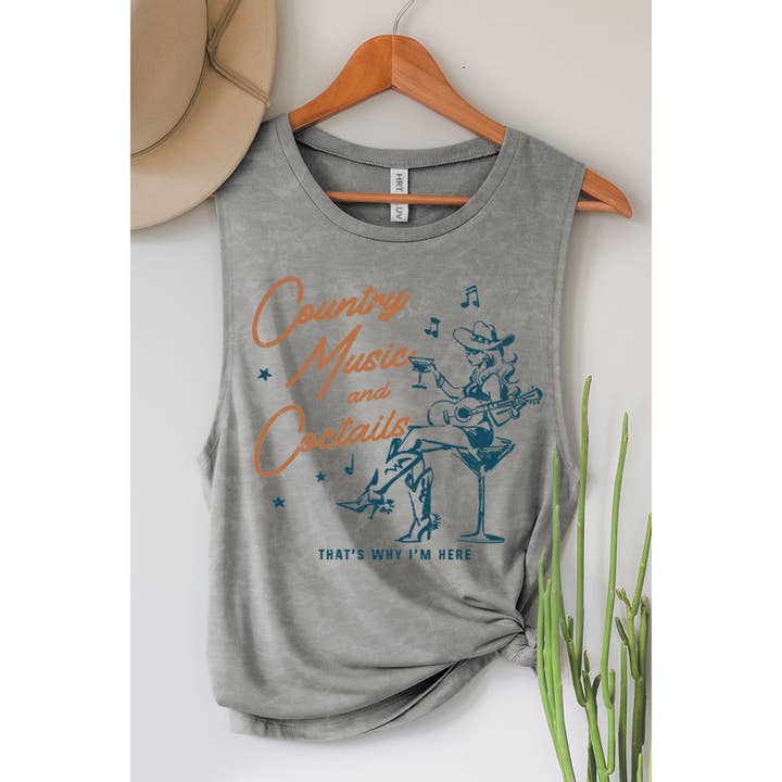 HRTandLUV - Wholesale Tank Top - Women's - COUNTRY MUSIC AND COCKTAILS MINERAL GRAPHIC TANK TOP