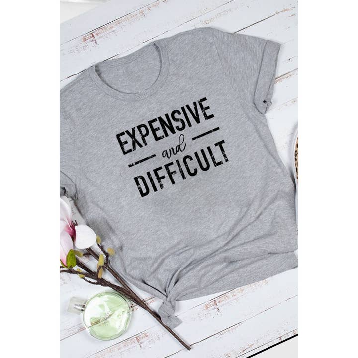 nobarand - Wholesale Screen Printed T-Shirt - Women's - EXPENSIVE DIFFICULT GRAPHIC TEE1