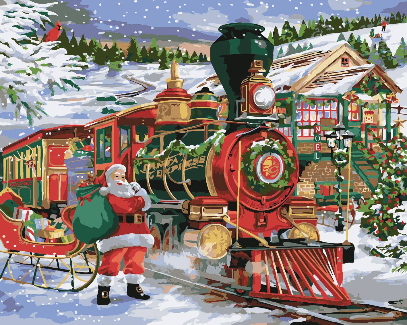 Winnie's Picks - Wholesale Doe-het-zelf-knutselset - Santa Express - Doe-het-zelf Paint by Numbers-kit - Kerstcadeau3