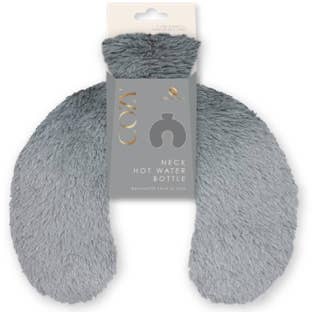 Grey Faux Fur Neck Hot Water Bottle for wholesale by Aroma Home