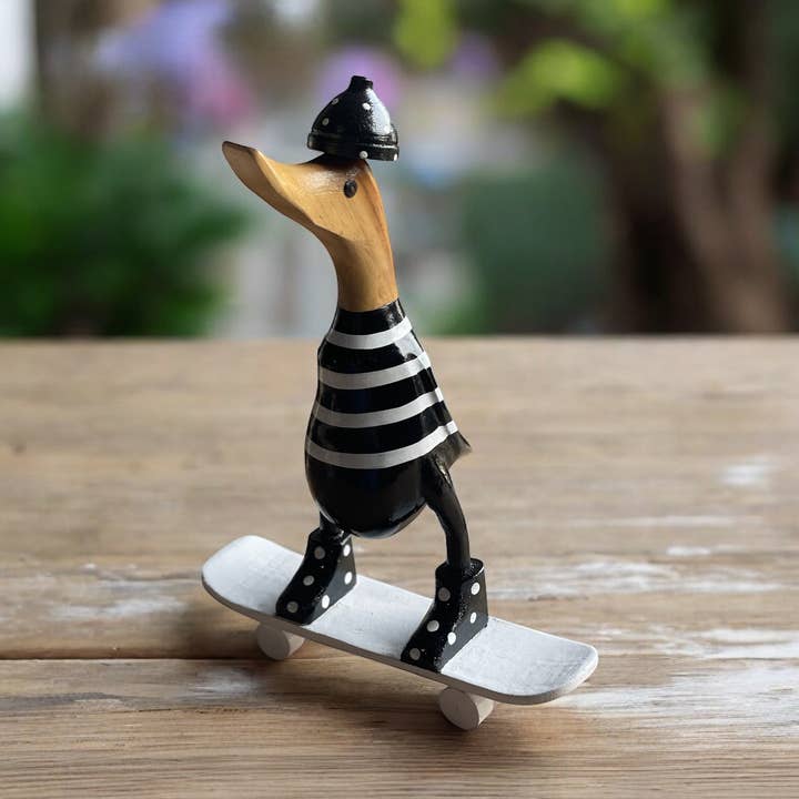Wooden Skater Duck Whimsical Coastal Home Decor for wholesale by OMA - Eclectic Home
