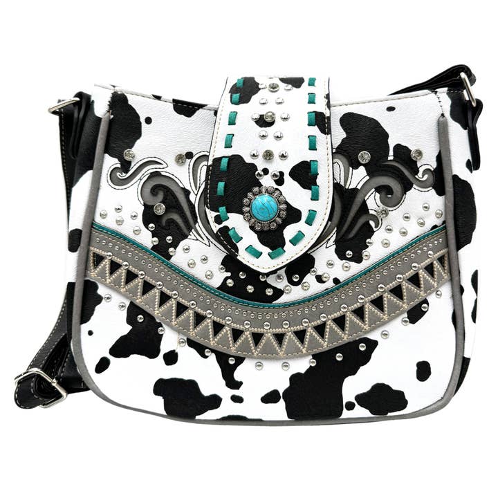 Sac seau à bandoulière western à imprimé floral Crown Buckle pour la vente par Lunar Deer