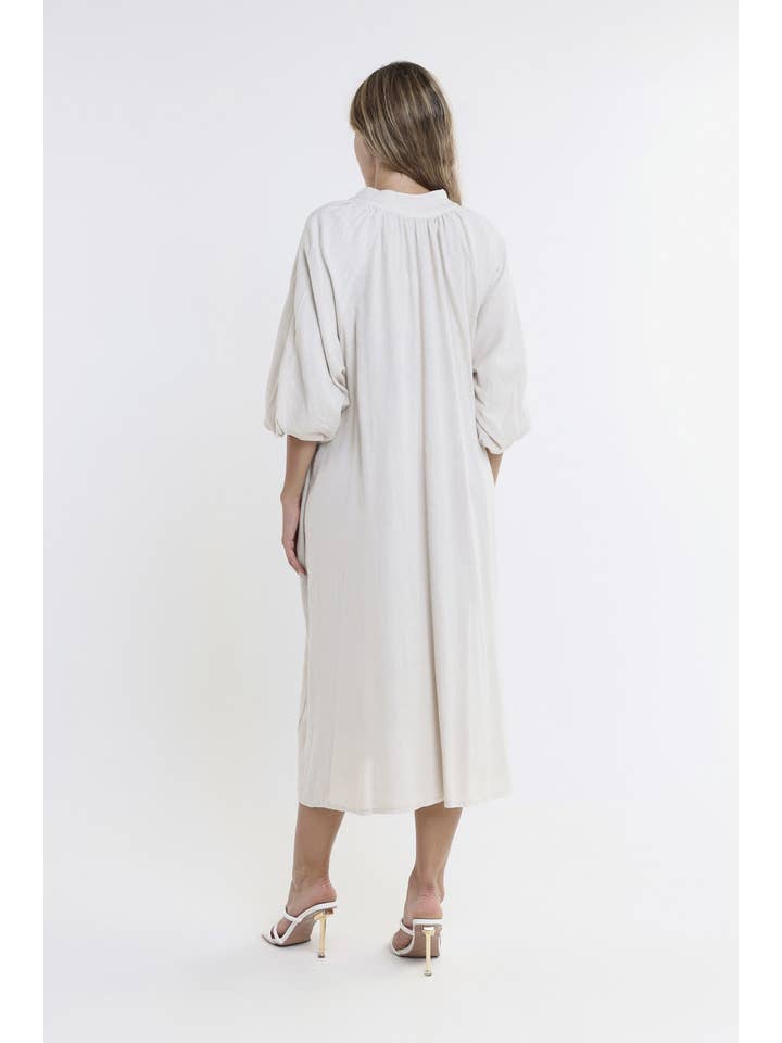 TINA Stephens Italy/Tees By Tina – Großhandel Kleid – Damen – Katrina Blouson-Ärmel Leinenkleid (DLS103)7