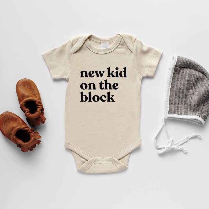 Gladfolk - Wholesale Bodysuit (Non-Footed) - Baby - Cream New Kid On The Block Organic Baby Bodysuit