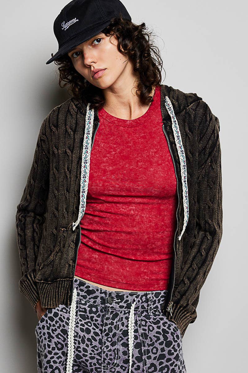 Pol Clothing - Wholesale Hoodie - Women's - Full Sleeve Solid Acrylic Sweater Hoodie Zip Up Knit Top29