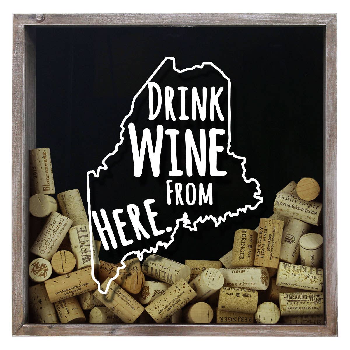 Torched Products - Wholesale Sign - Drink Wine From Here Beer Cap Shadow Box - Farmhouse Antique17
