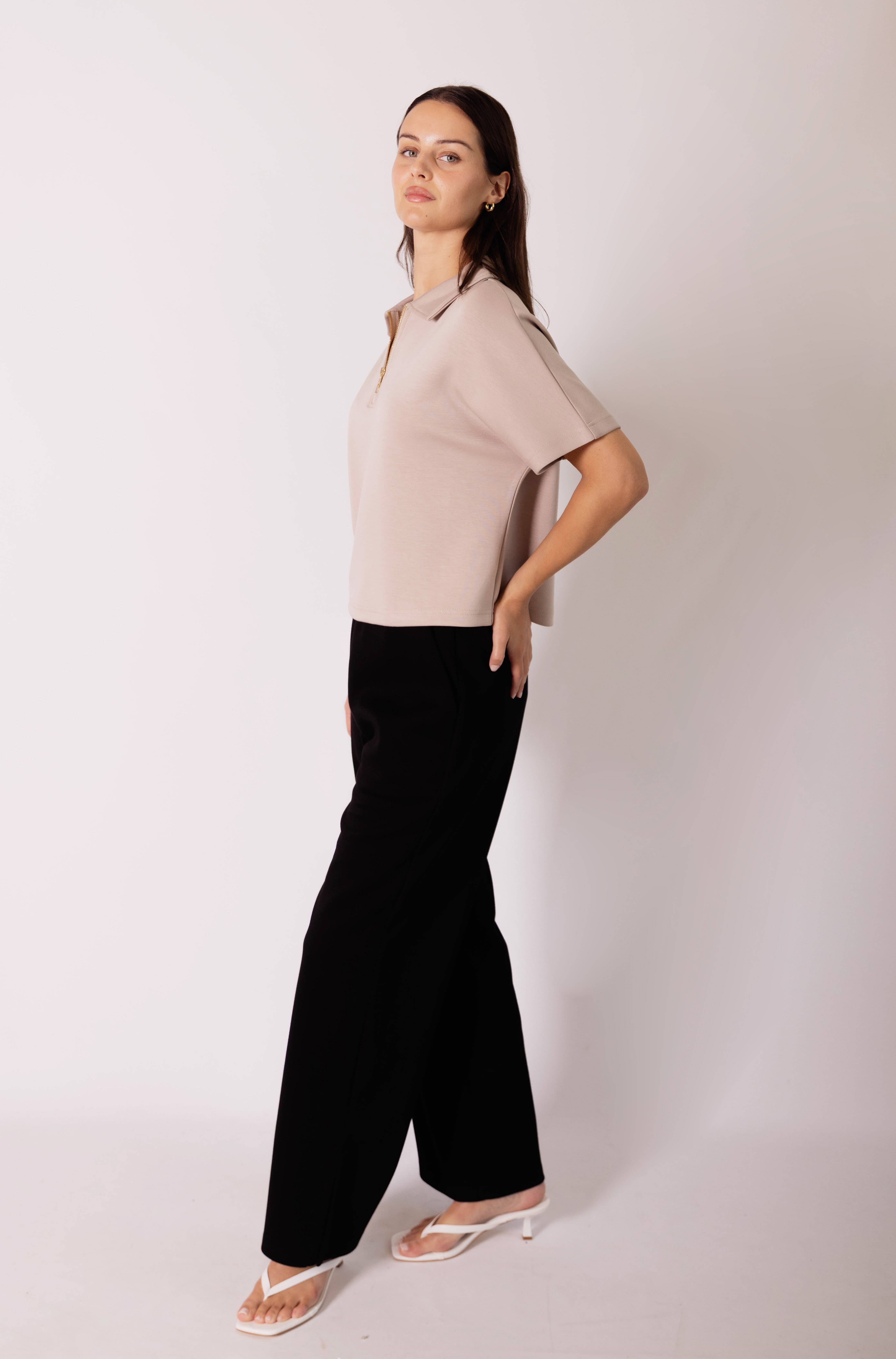 P. CILL - Wholesale Knit Top - Women's - P. CILL Butter Modal Short Sleeve Quarter Zip Top36