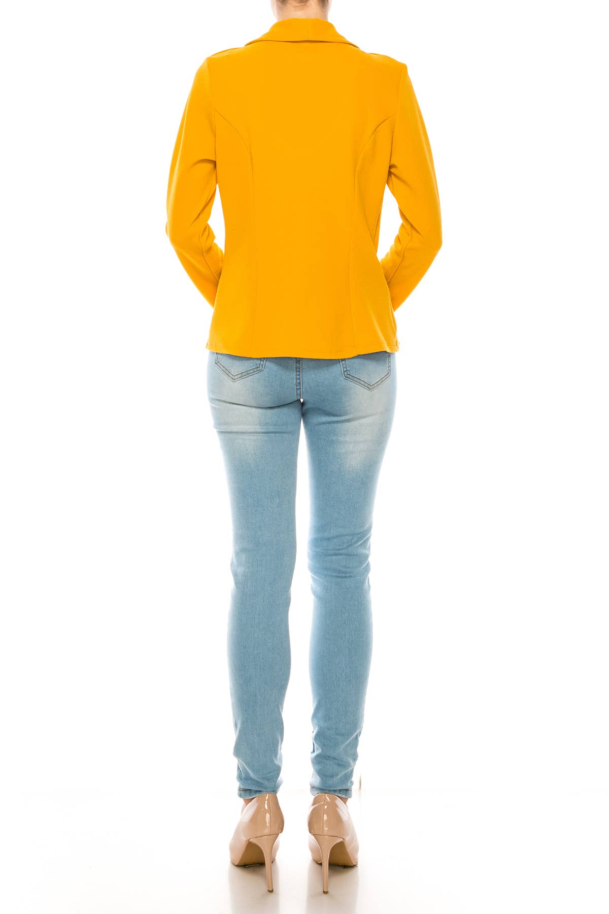 MOA COLLECTION - Wholesale Blazer - Women's - Women’s Solid Open Front Fitted Blazer Jacket – Waist Length26