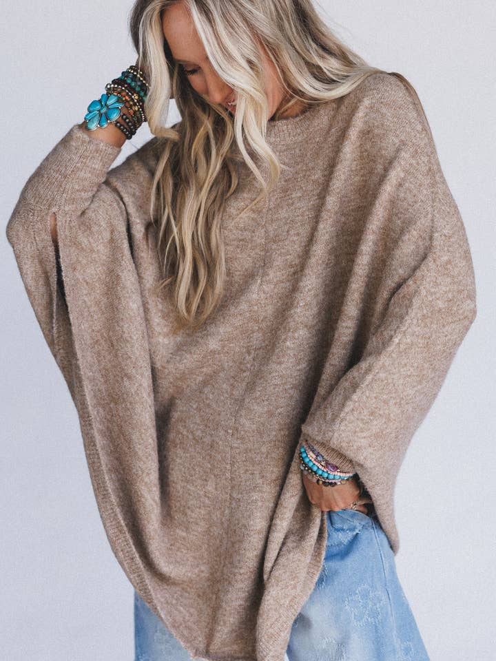 Gwyneth Sweater - Mocha for wholesale by Three Bird Nest