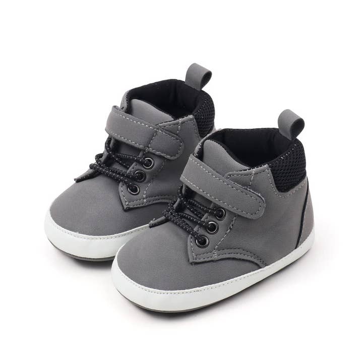 Kids Charm Online - Wholesale Lifestyle Sneakers - Kids - Gray cute boy baby shoes w/ velcro. MY3192-G