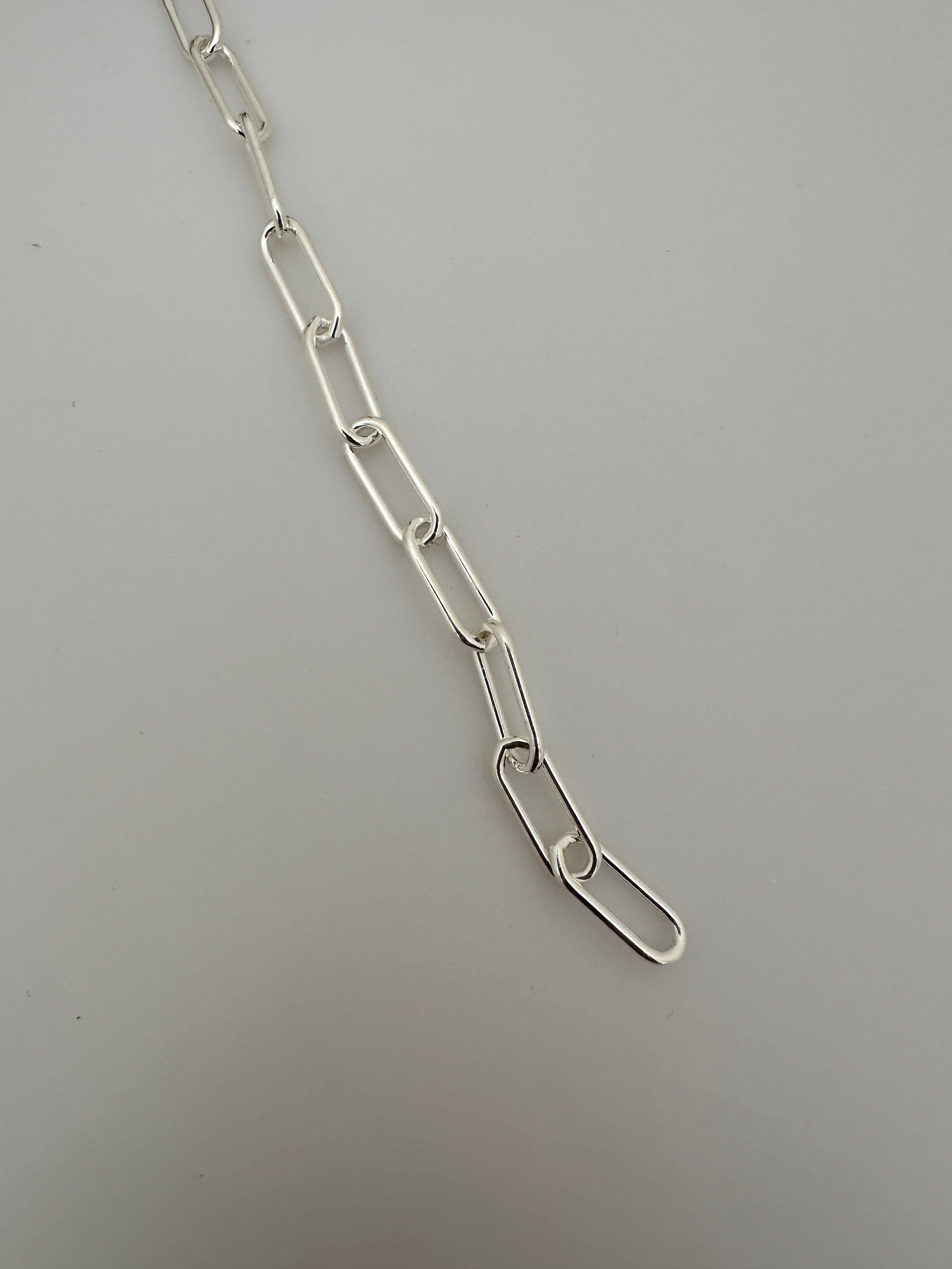 Sterling-Sil 925 Sterlingsilber | Glatte Büroklammerkette | Rechteckige Kette Runddraht | Maschinell gefertigte Kette | Größe 15,5mmX6mm, 1 Fuß für den Großhandel auf Faire8