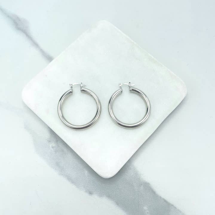 DIJU Jewelry - Wholesale Hoop Earrings - Silver Filled 2mm Thickness Hoops Earrings 30mm, 40mm, 50mm or 60mm, Wholesale Jewelry Making Supplies