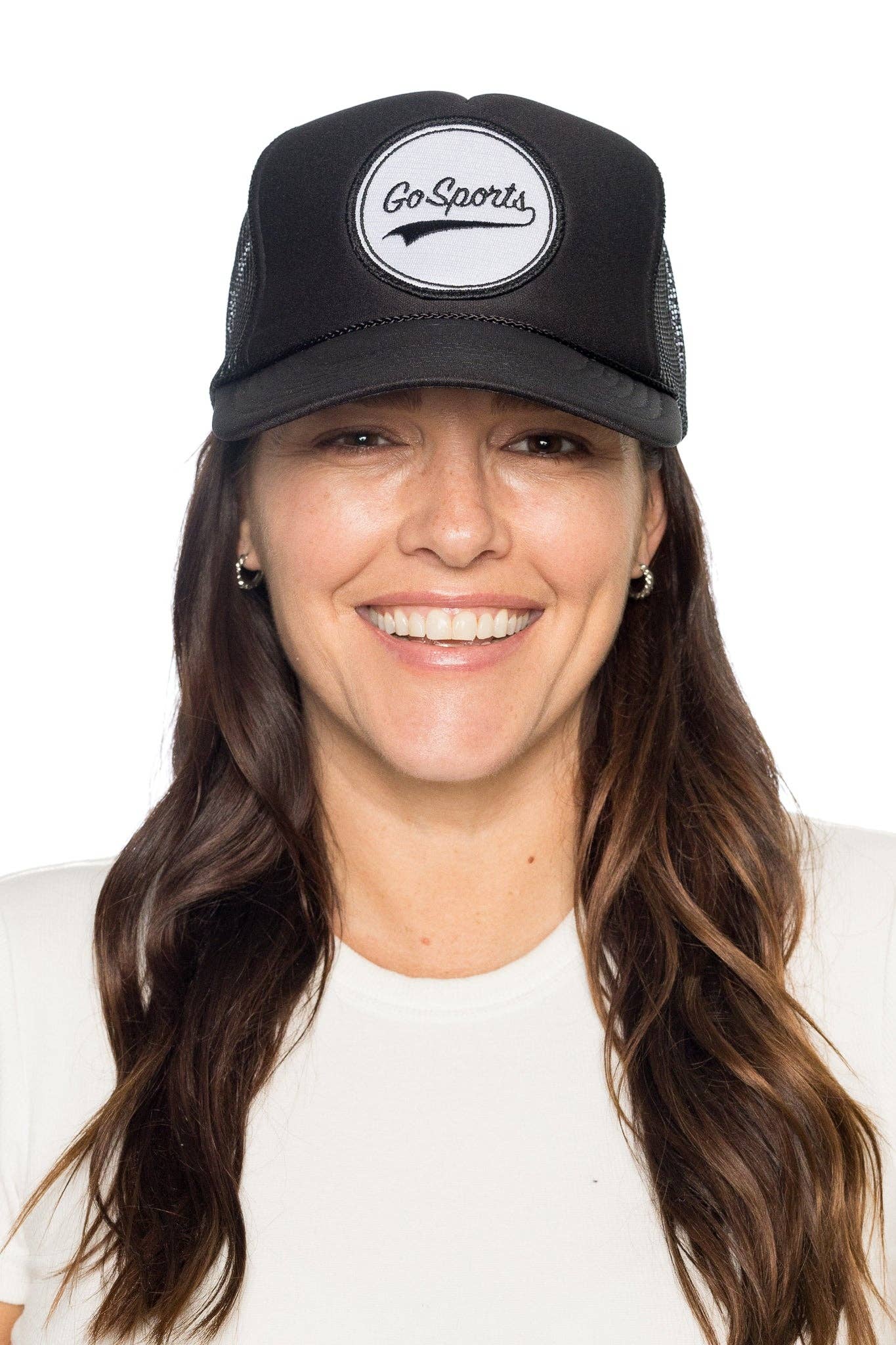 Go Sports Trucker Hat in Black for wholesale on Faire2