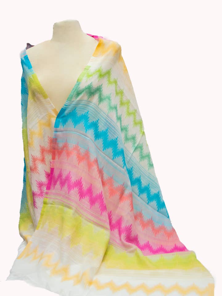 Estola multicolor em algodão, linho e modal rosa por atacado de ROGER LAHMY