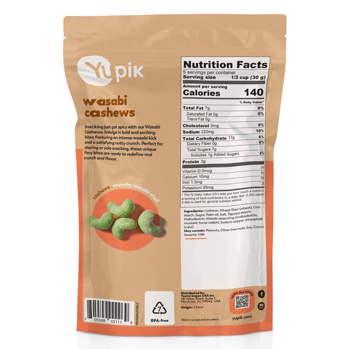 Yupik - Wholesale Nuts - Yupik Wasabi Cashews, Crunchy Spicy Snacks, Asian-Inspired1