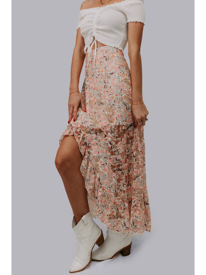 MK636 Floral Paisley Maxi Skirt for wholesale on Faire