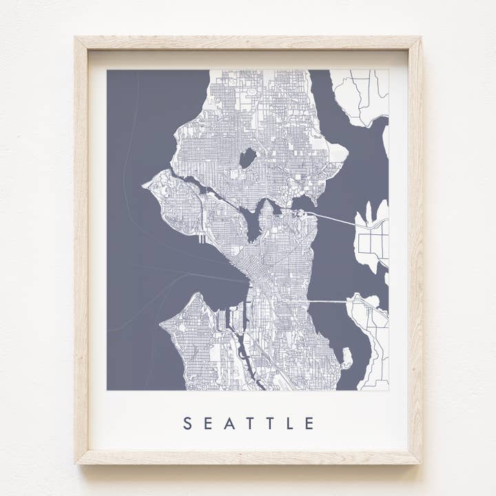 City of SEATTLE Washington "Blueprint" Map ART PRINT for wholesale by Turn-of-the-Centuries
