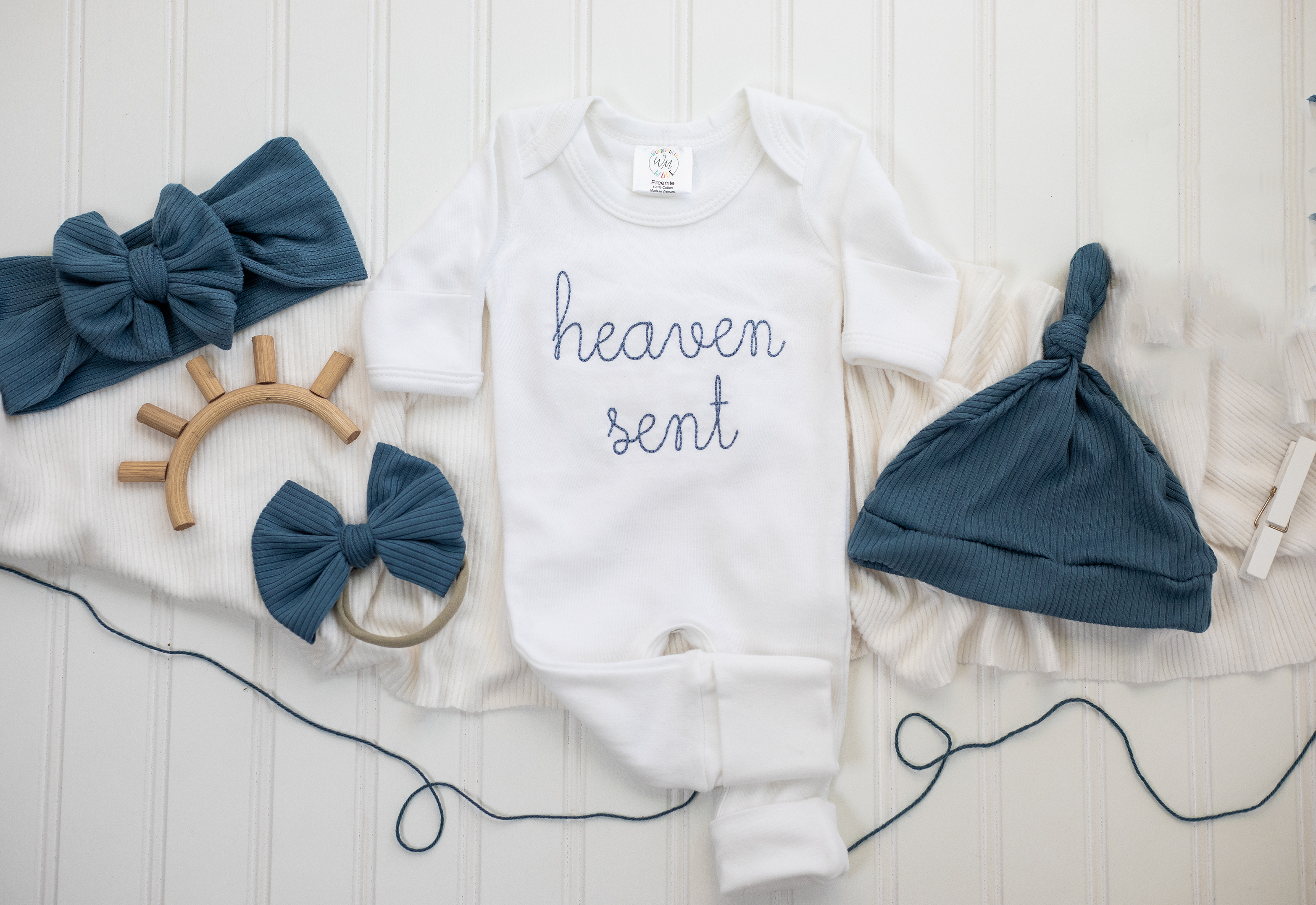 Wonderfully Made - Wholesale Clothing Set - Baby - Baby Romper | Heaven Sent Blue4