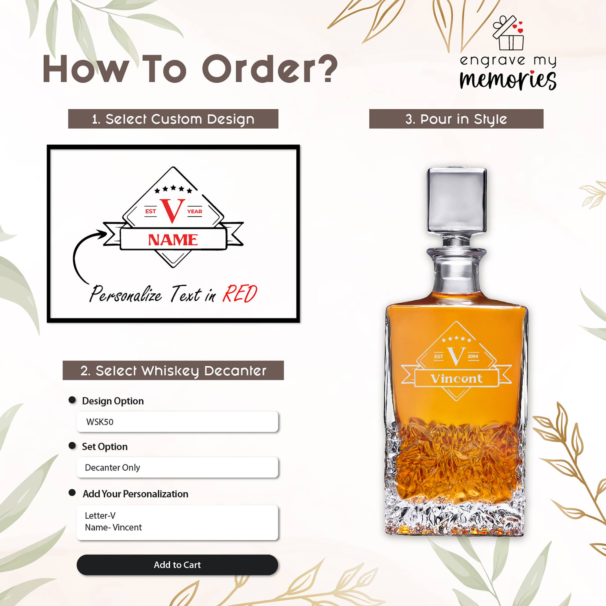 Engrave My Memories - Wholesale Decanter - Custom Whiskey Decanter, Decanter Set, Gift for Dad6