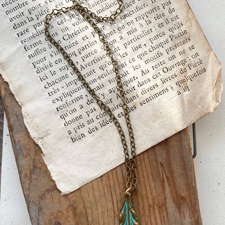 Fuchsia Bloom Studio - Wholesale Pendant/Charm Necklace - Green Patina Feather Necklace3