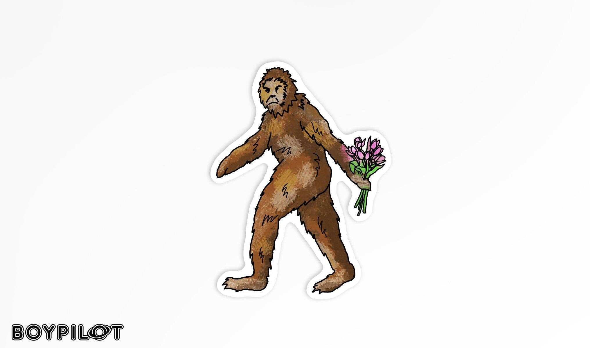 BoyPilot Goods - Wholesale Sticker - Romantic Sasquatch sticker - Funny Cute Bigfoot Valentine Vi
