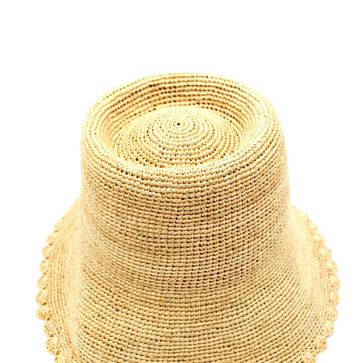 Shebobo - Wholesale Bucket Hat - Unisex - 3" Kate Crochet Bucket Straw Hats W/ Colored Lace Weave Edge