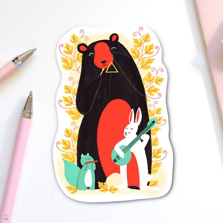Beary Jolly Band Sticker for wholesale by inkpaperfable