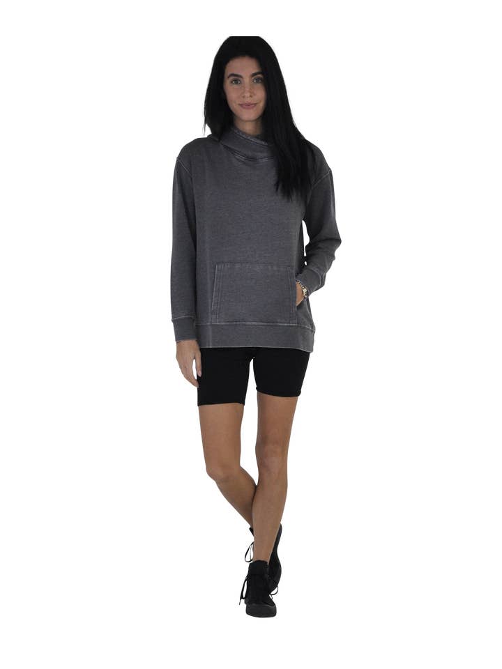 U.S. Apparel - Wholesale Hoodie - Women's - Ladies Crossover Hoodie - Garment Burnout Fleece