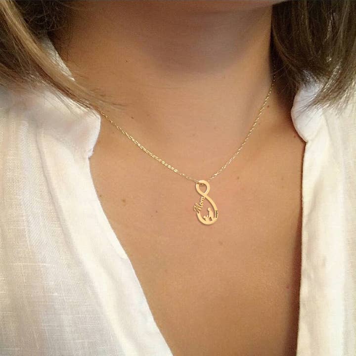Custom Infinity Mom and Daughter Name Necklace Personalized for wholesale by Bornagain Club