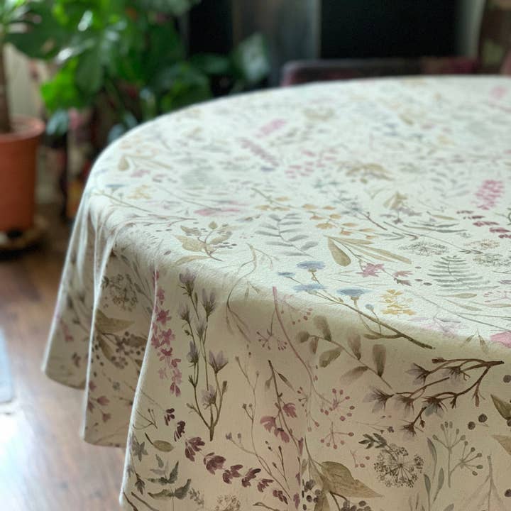 Hortensias Home - Wholesale Tablecloth - Round Tablecloth, Linen-Cotton Mix, Printed | Aitana0