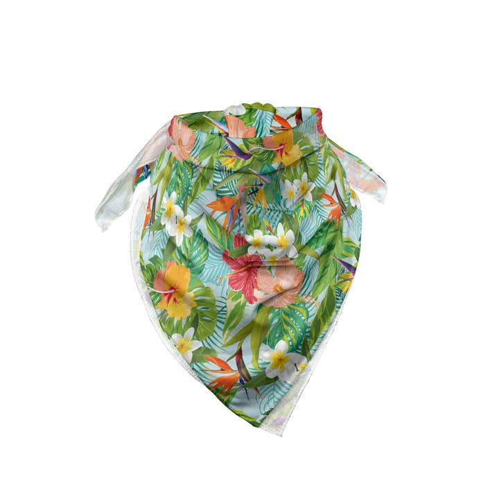 Ambesonne – wholesale Bandana – Unisex – Tropical Floral Bandana Unisex Hawaiian Flowers & Leaves 22"2