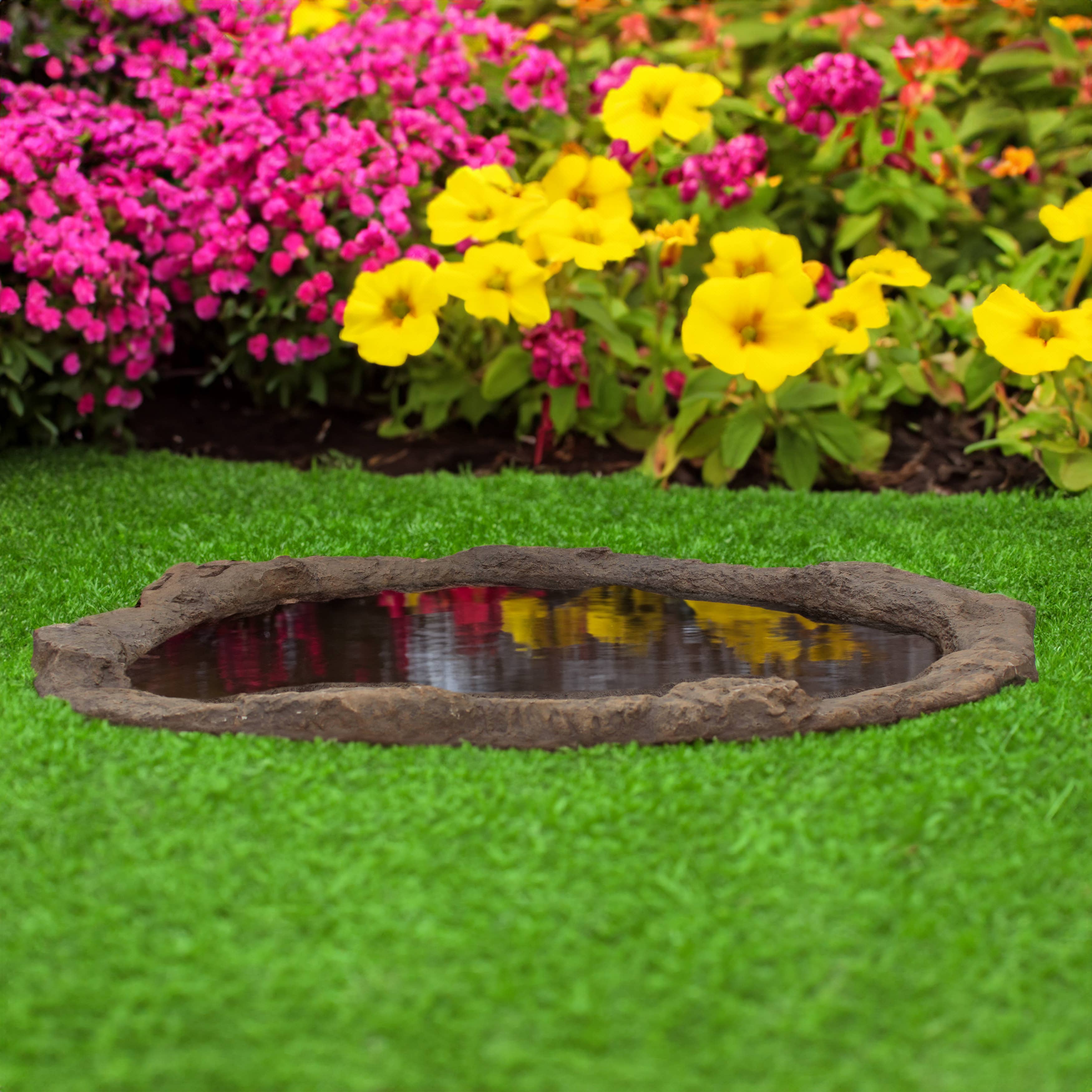 Quickway Imports - Wholesale Outdoor Ornament/Decor - Faux Rock Fiberglass Garden Decorative Water Pond, Sandstone8