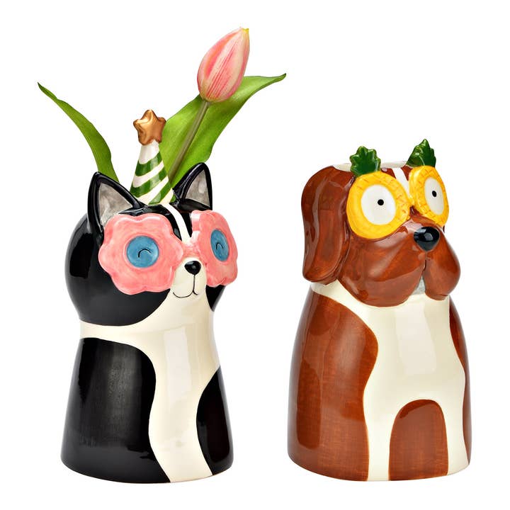 Wurm - Wholesale Vase - Vase Dog/Cat made of ceramic, 2-piece, Colorful (W/H/D) 10x20x10cm1