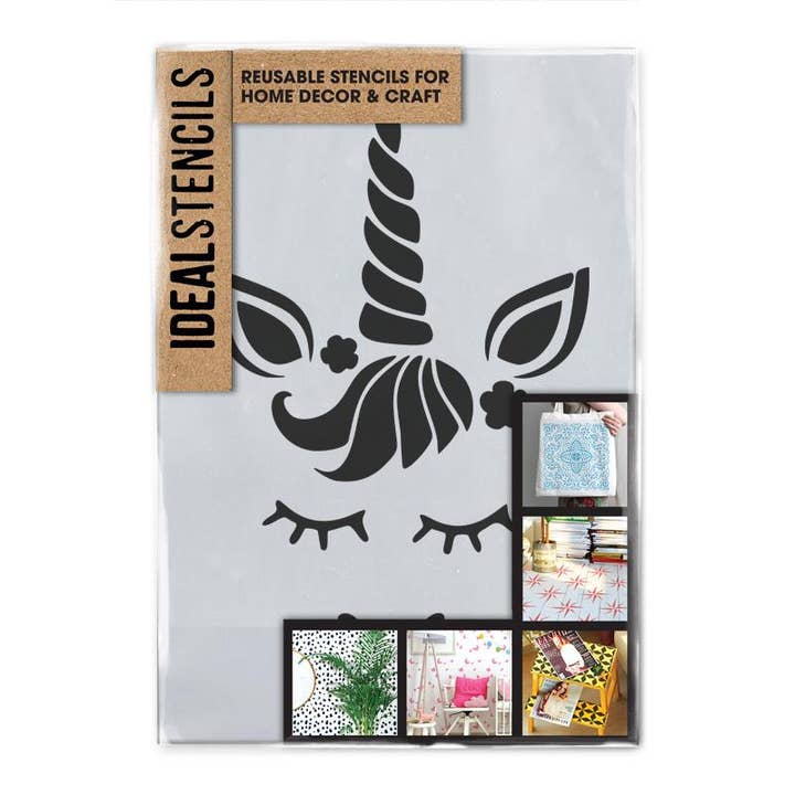 Unicorn Face Stencil for wholesale by Ideal Stencils