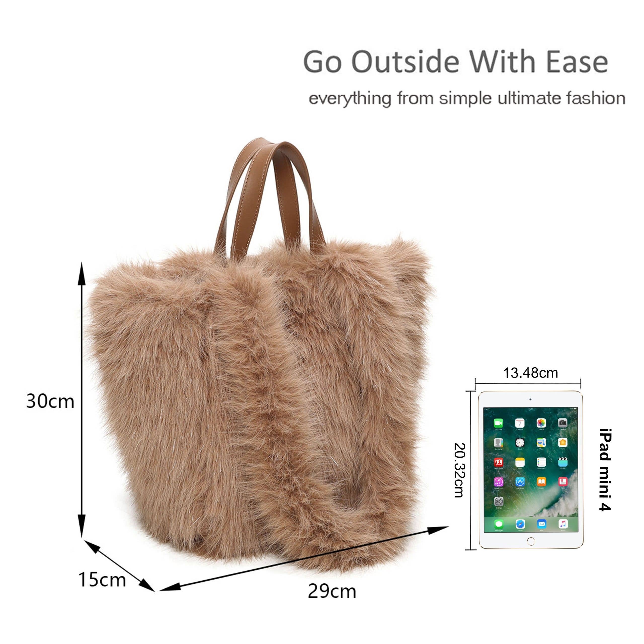 Ellas Trading – wholesale Bärkasse - Dam – Vändbar axelväska i leopardmönstrad fuskpäls med glitter7