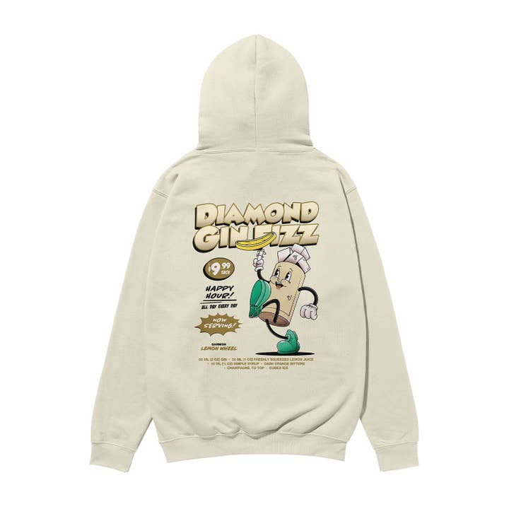 Diamond Gin Fizz Heavyweight Organic Hoodie Stone for wholesale by Weekend Concept