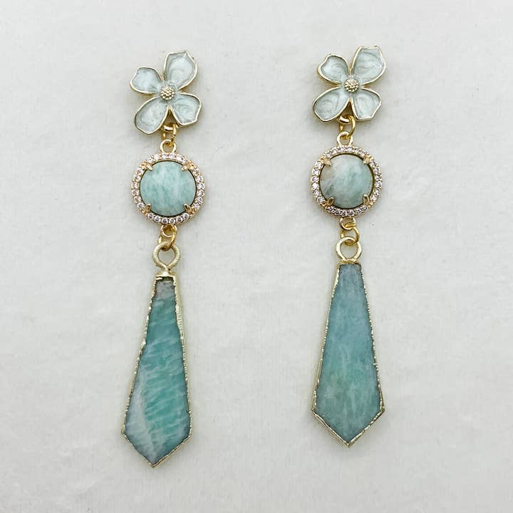 LUXE AMAZONITE DROP EARRINGS for wholesale by Olivia Grace Jewelry