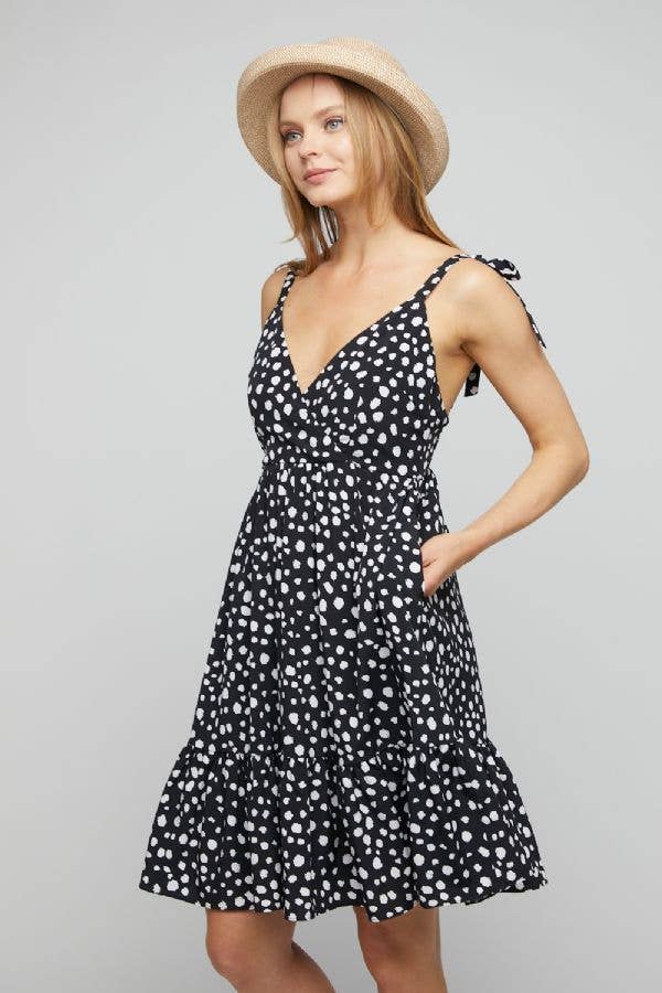 Davi & Dani - Wholesale Dress - Women's - ANIMAL PRINT RIBBON TIE STRAP RUFFLE DRESS9